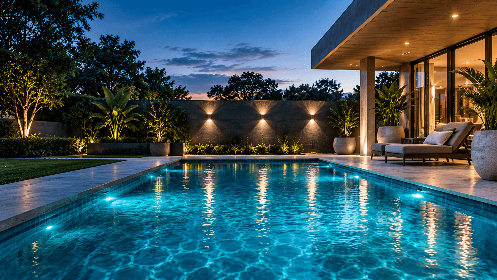 Luxury modern tropical villa with crystal blue infinity swimming pool